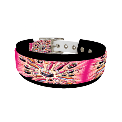 L'atelier du Fourmilier collier double 128 Collier double large pour chien en BioThane® imprimé – Collection gourmandise – 38/25 mm