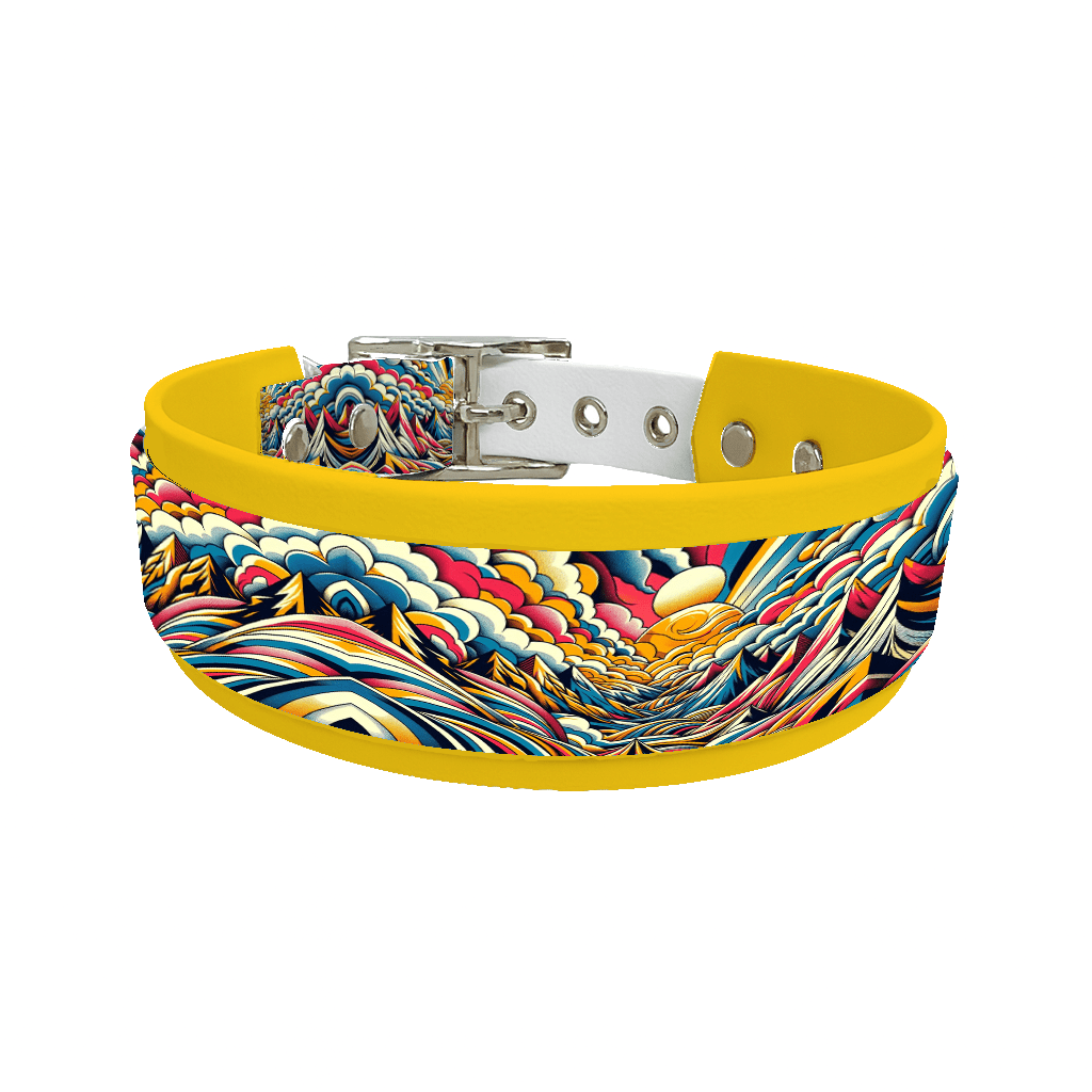 L'atelier du Fourmilier collier double 129 Collier double large pour chien en BioThane® imprimé – Collection abstrait – 38/25 mm