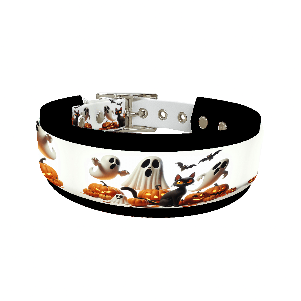 L'atelier du Fourmilier collier double 132 Collier double large pour chien en BioThane® imprimé – Collection Halloween– 38/25 mm