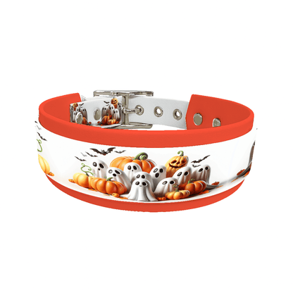 L'atelier du Fourmilier collier double 133 Collier double large pour chien en BioThane® imprimé – Collection Halloween– 38/25 mm