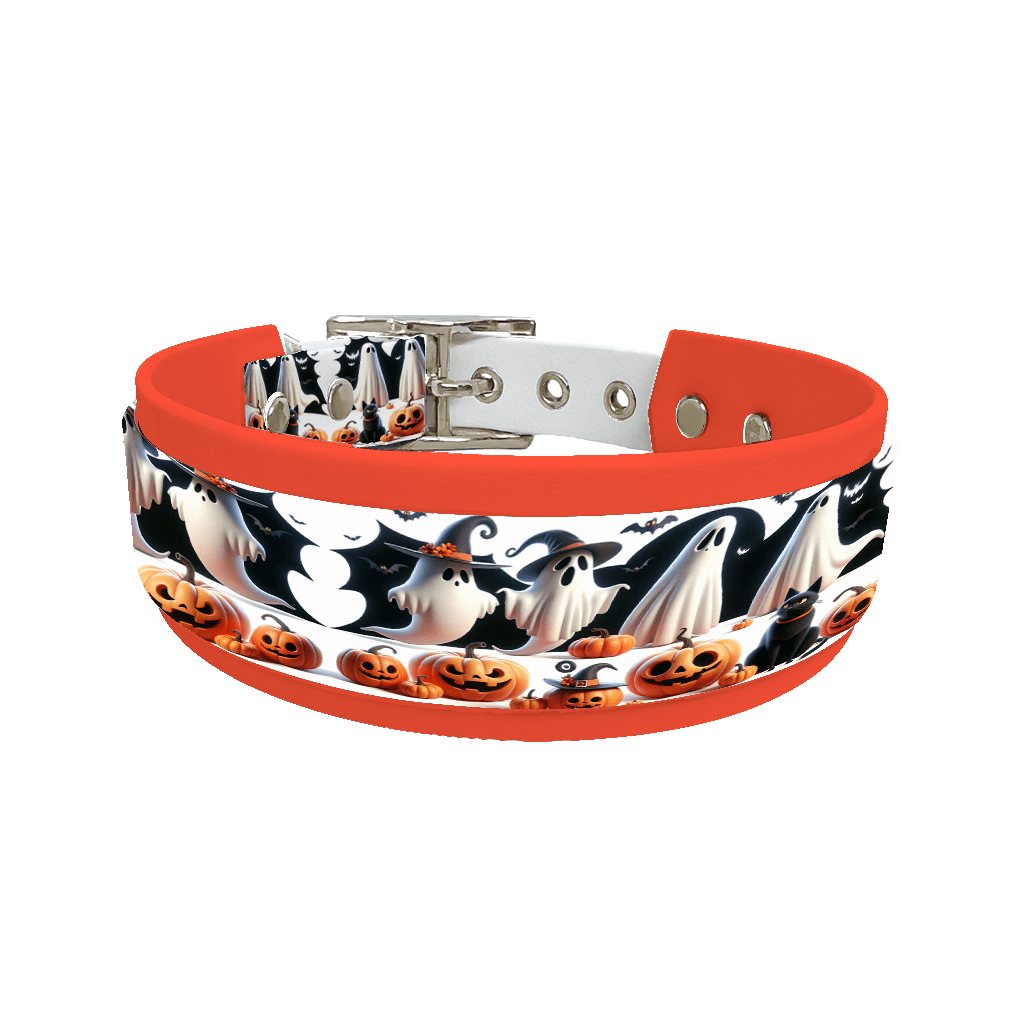 L'atelier du Fourmilier collier double 135 Collier double large pour chien en BioThane® imprimé – Collection Halloween– 38/25 mm