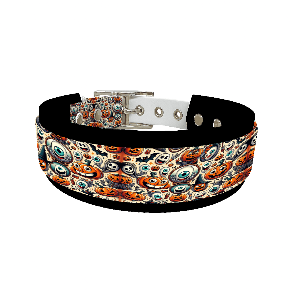 L'atelier du Fourmilier collier double 139 Collier double large pour chien en BioThane® imprimé – Collection Halloween– 38/25 mm