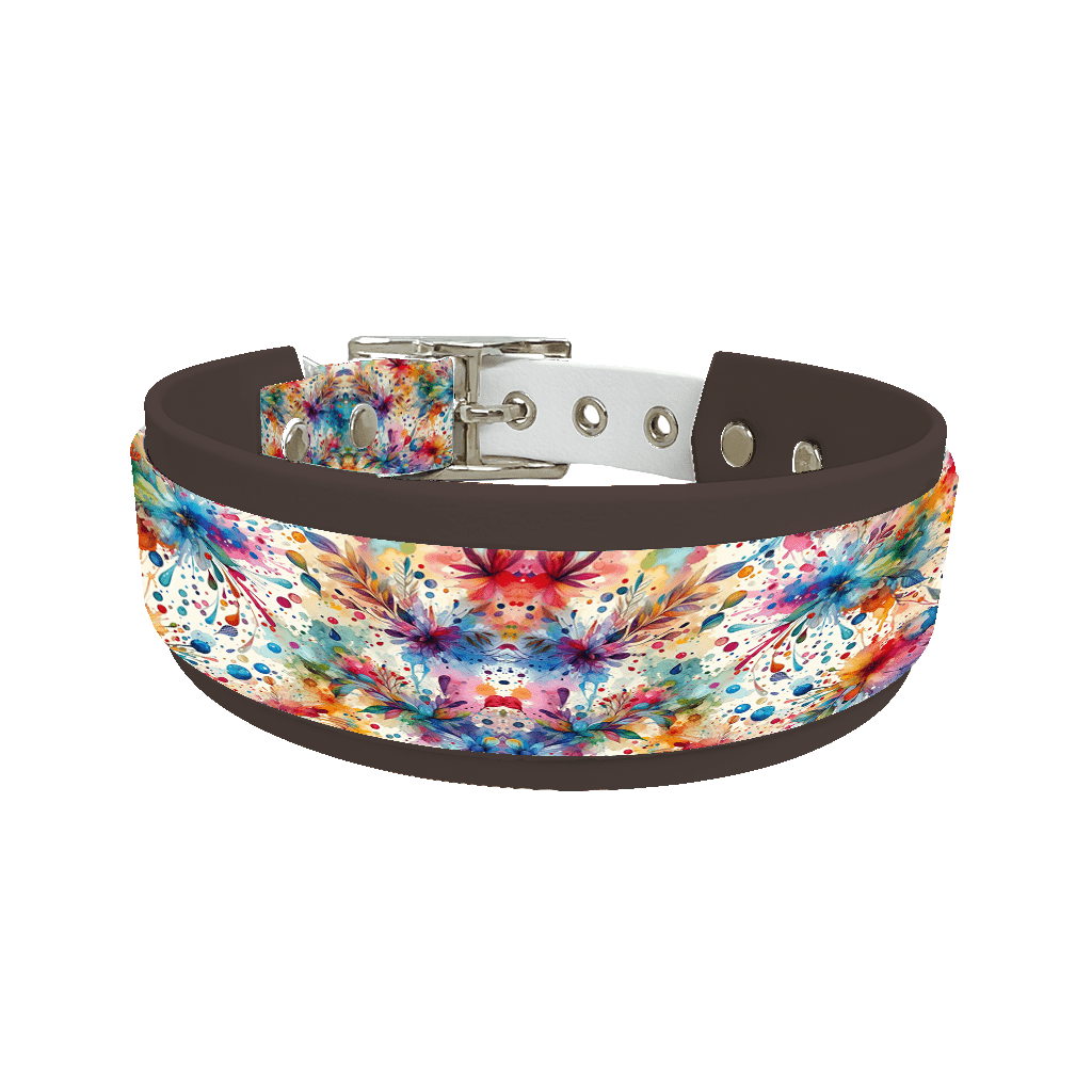 L'atelier du Fourmilier collier double 14 Collier double large pour chien en BioThane® imprimé – Collection abstrait – 38/25 mm