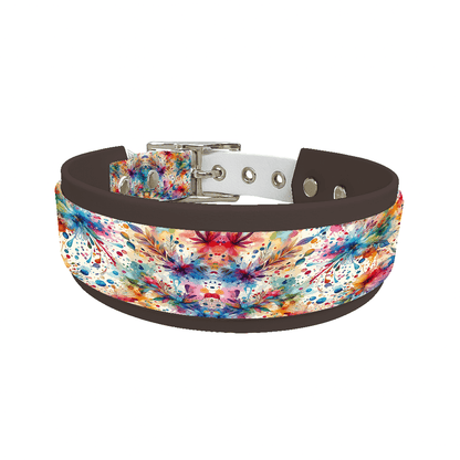 L'atelier du Fourmilier collier double 14 Collier double large pour chien en BioThane® imprimé – Collection abstrait – 38/25 mm