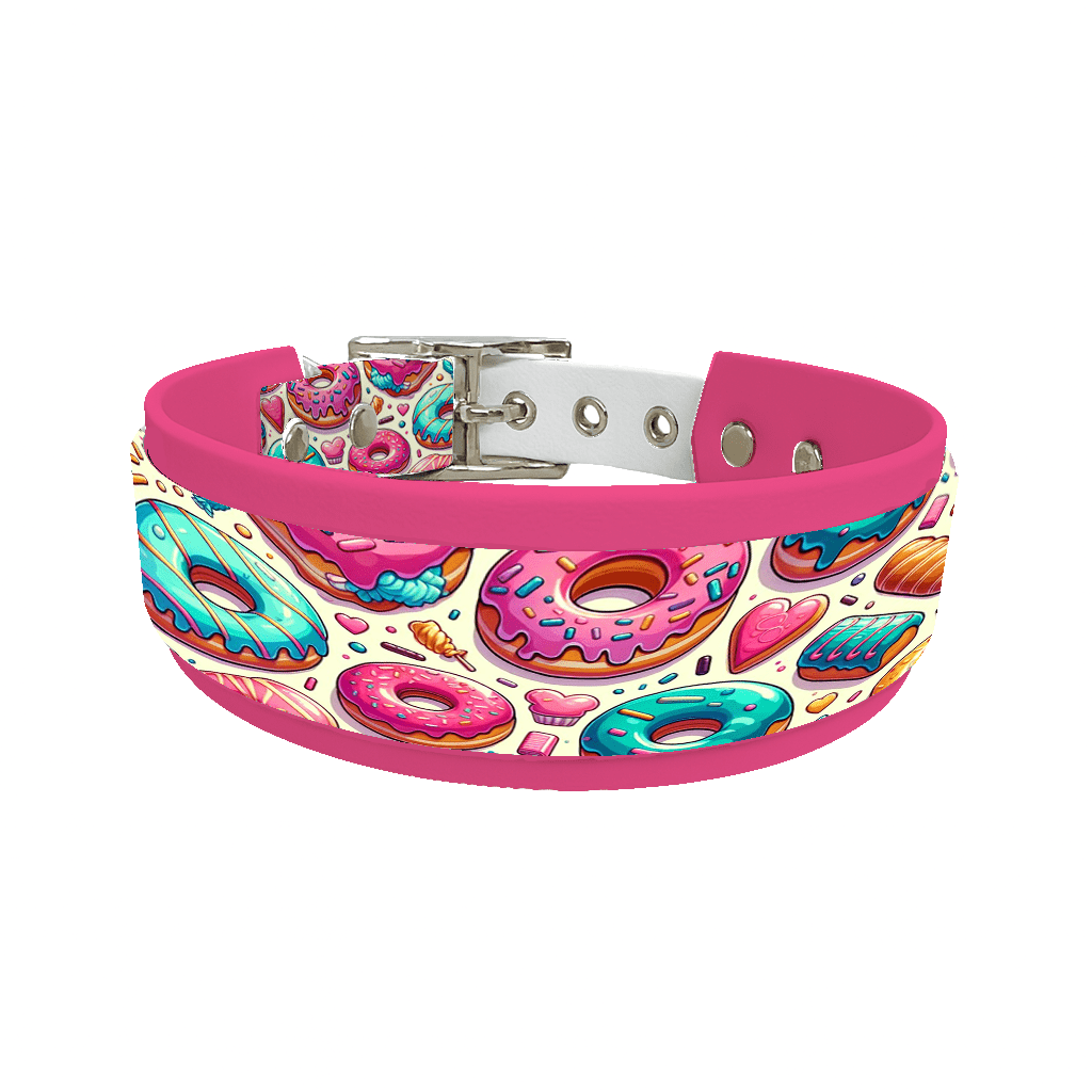L'atelier du Fourmilier collier double 15 Collier double large pour chien en BioThane® imprimé – Collection gourmandise – 38/25 mm