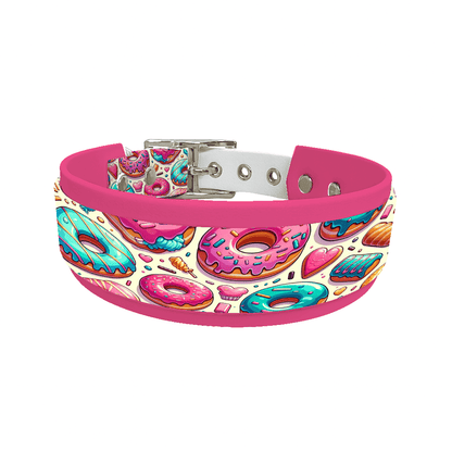 L'atelier du Fourmilier collier double 15 Collier double large pour chien en BioThane® imprimé – Collection gourmandise – 38/25 mm