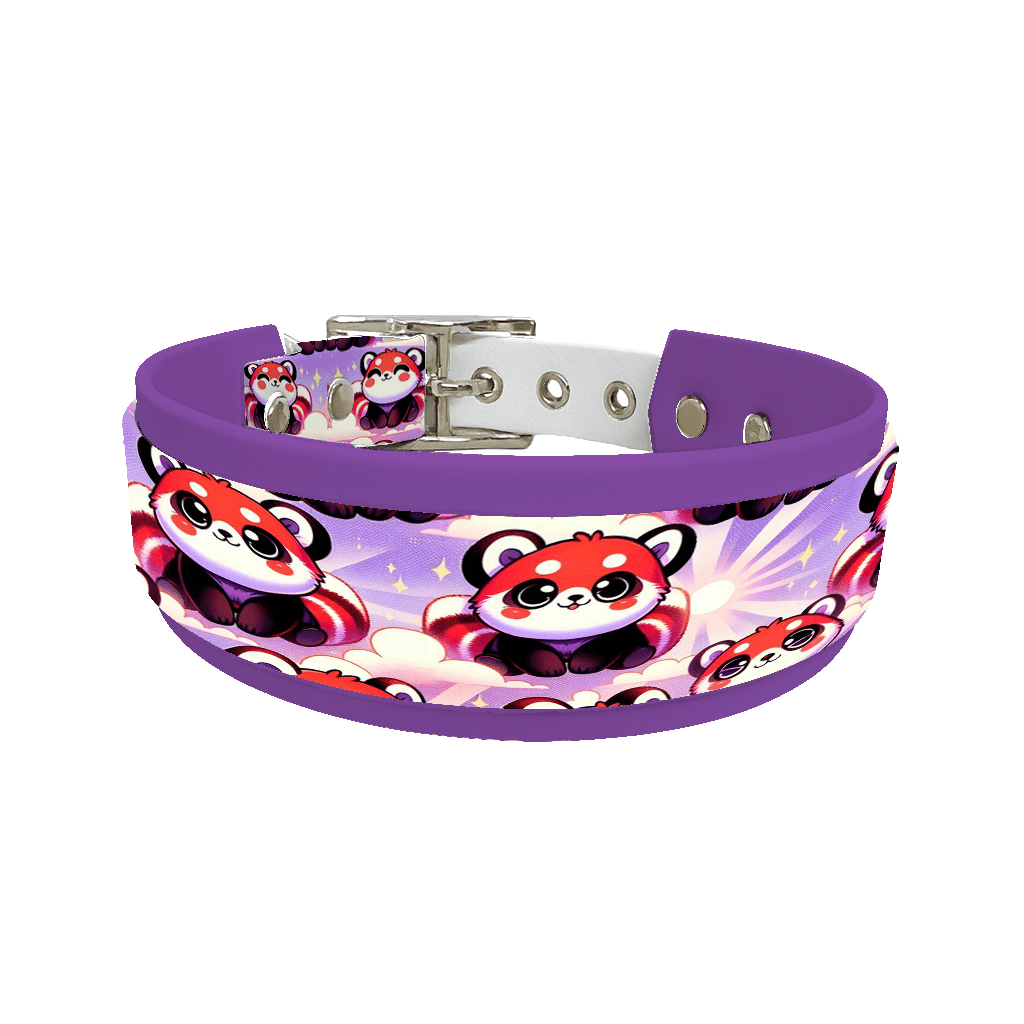 L'atelier du Fourmilier collier double 158 Collier double large pour chien en BioThane® imprimé – Collection animaux pop/kawaii – 38/25 mm
