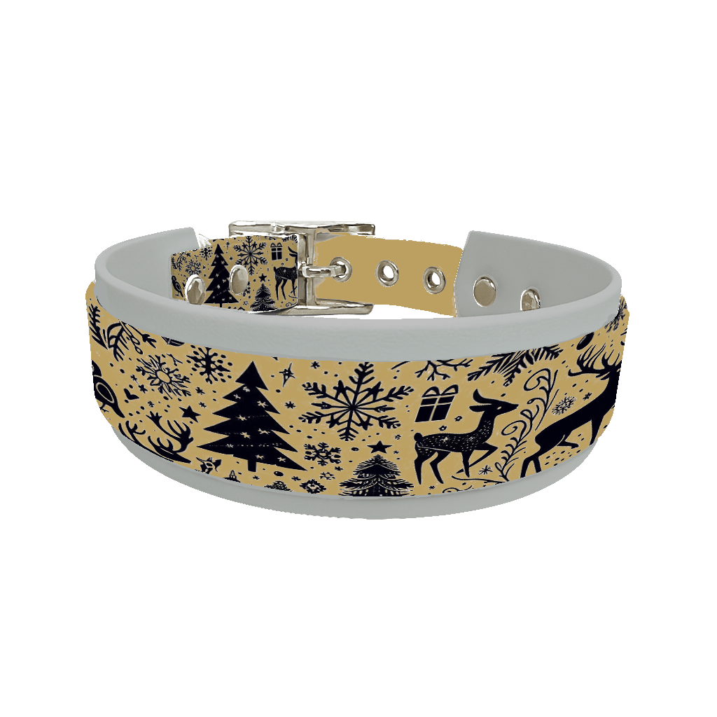 L'atelier du Fourmilier collier double 160DOR Colliers doubles pour chien – Collection Hiver & Noël (25 mm / 38 mm)