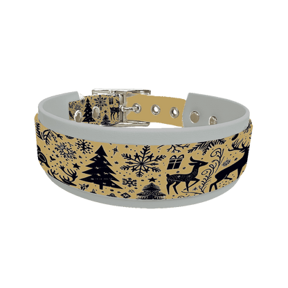 L'atelier du Fourmilier collier double 160DOR Colliers doubles pour chien – Collection Hiver & Noël (25 mm / 38 mm)