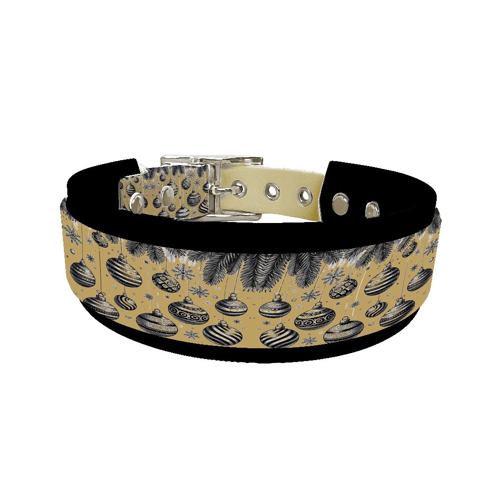 L'atelier du Fourmilier collier double 163DOR Colliers doubles pour chien – Collection Hiver & Noël (25 mm / 38 mm)