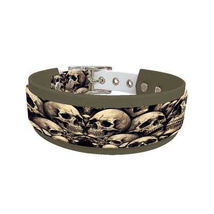 L'atelier du Fourmilier collier double 168 Collier double large pour chien en BioThane® imprimé – Collection tête de mort– 38/25 mm