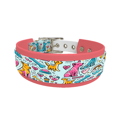 L'atelier du Fourmilier collier double 172 Collier double large pour chien en BioThane® imprimé – Collection chiens– 38/25 mm