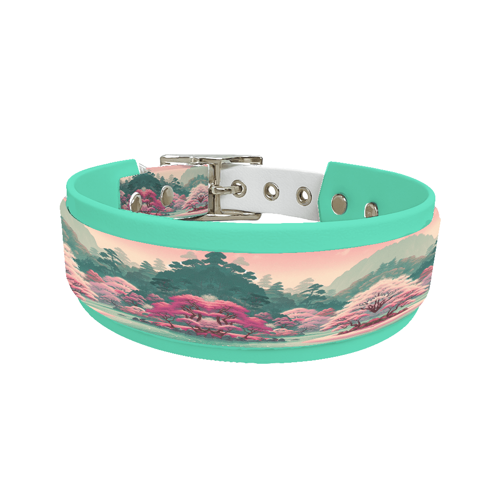 L'atelier du Fourmilier collier double 173 Collier double large pour chien en BioThane® imprimé – Collection paysage– 38/25 mm