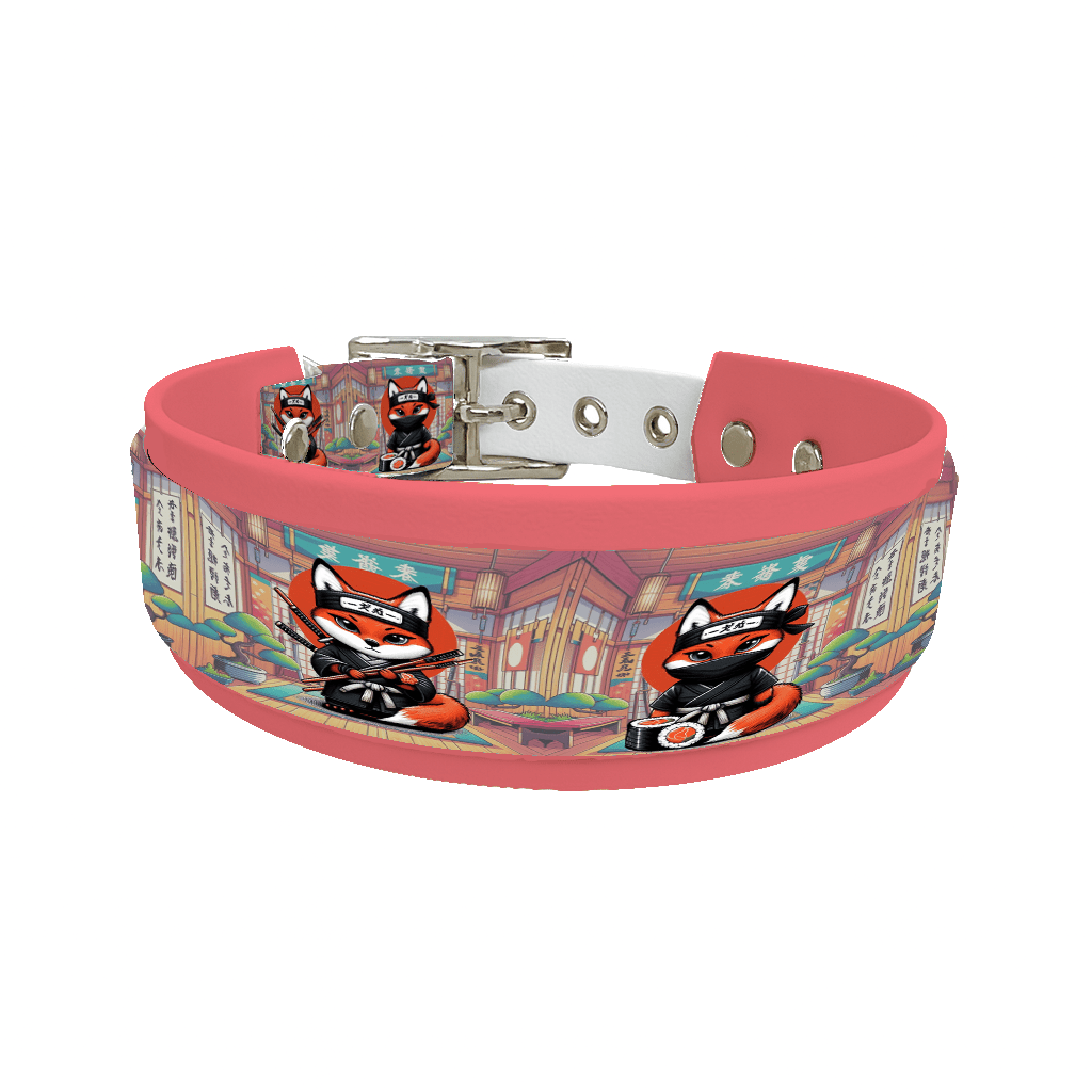 L'atelier du Fourmilier collier double 174 Collier double large pour chien en BioThane® imprimé – Collection animaux pop/kawaii – 38/25 mm