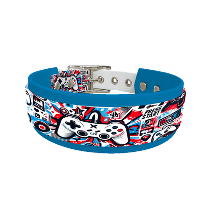 L'atelier du Fourmilier collier double 175 Collier double large pour chien en BioThane® imprimé – Collection pop art– 38/25 mm