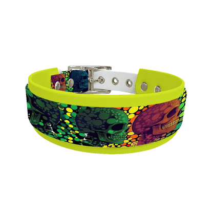 L'atelier du Fourmilier collier double 177 Collier double large pour chien en BioThane® imprimé – Collection tête de mort– 38/25 mm