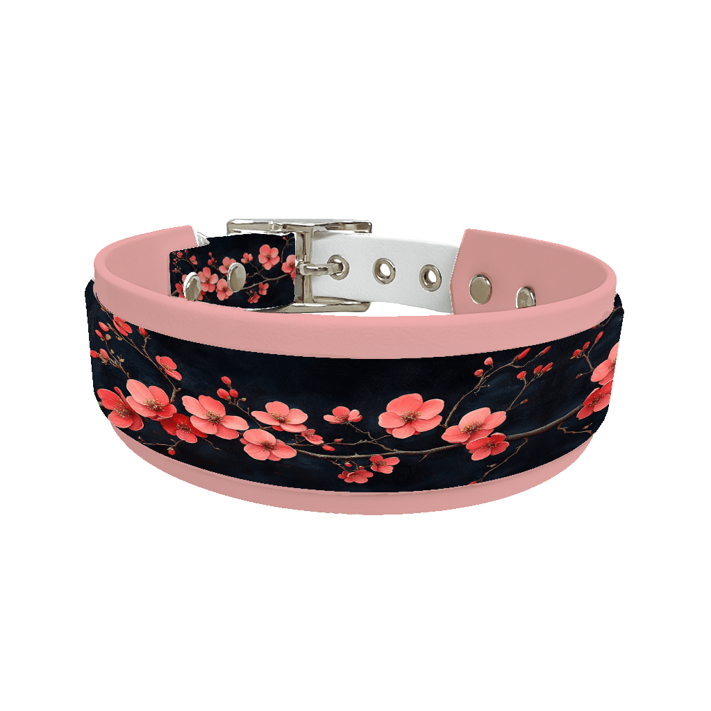 L'atelier du Fourmilier collier double 178 Collier double large pour chien en BioThane® imprimé – Collection plantes et fleurs – 38/25 mm