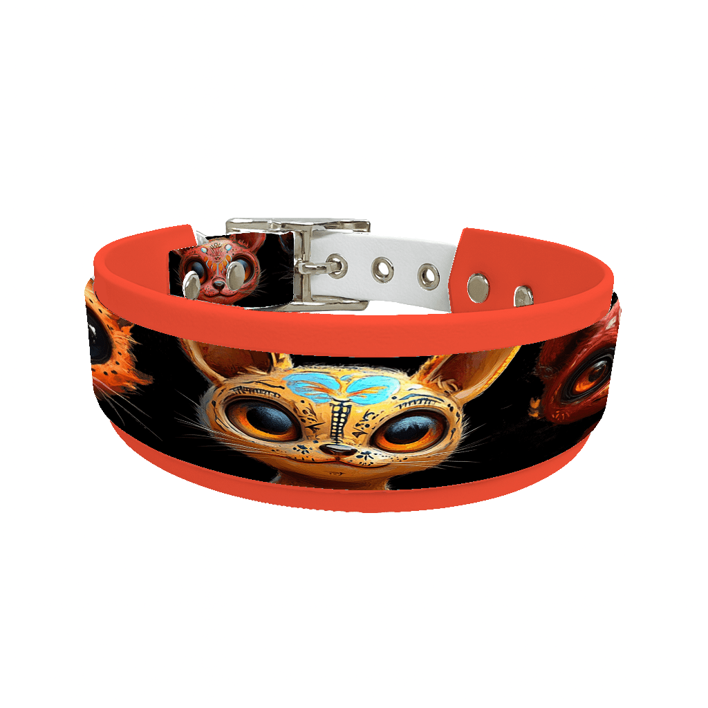 L'atelier du Fourmilier collier double 179 Collier double large pour chien en BioThane® imprimé – Collection monstres et créatures imaginaires– 38/25 mm