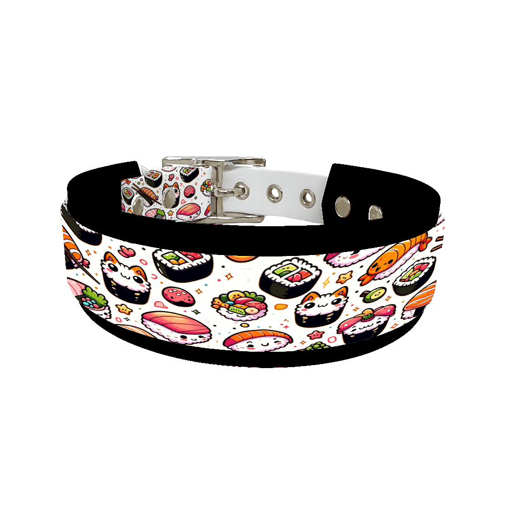 L'atelier du Fourmilier collier double 18 Collier double large pour chien en BioThane® imprimé – Collection gourmandise – 38/25 mm