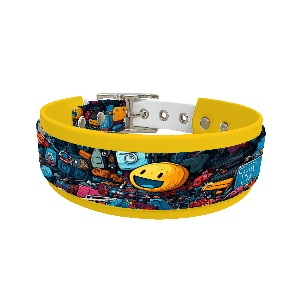 L'atelier du Fourmilier collier double 180 Collier double large pour chien en BioThane® imprimé – Collection pop art– 38/25 mm