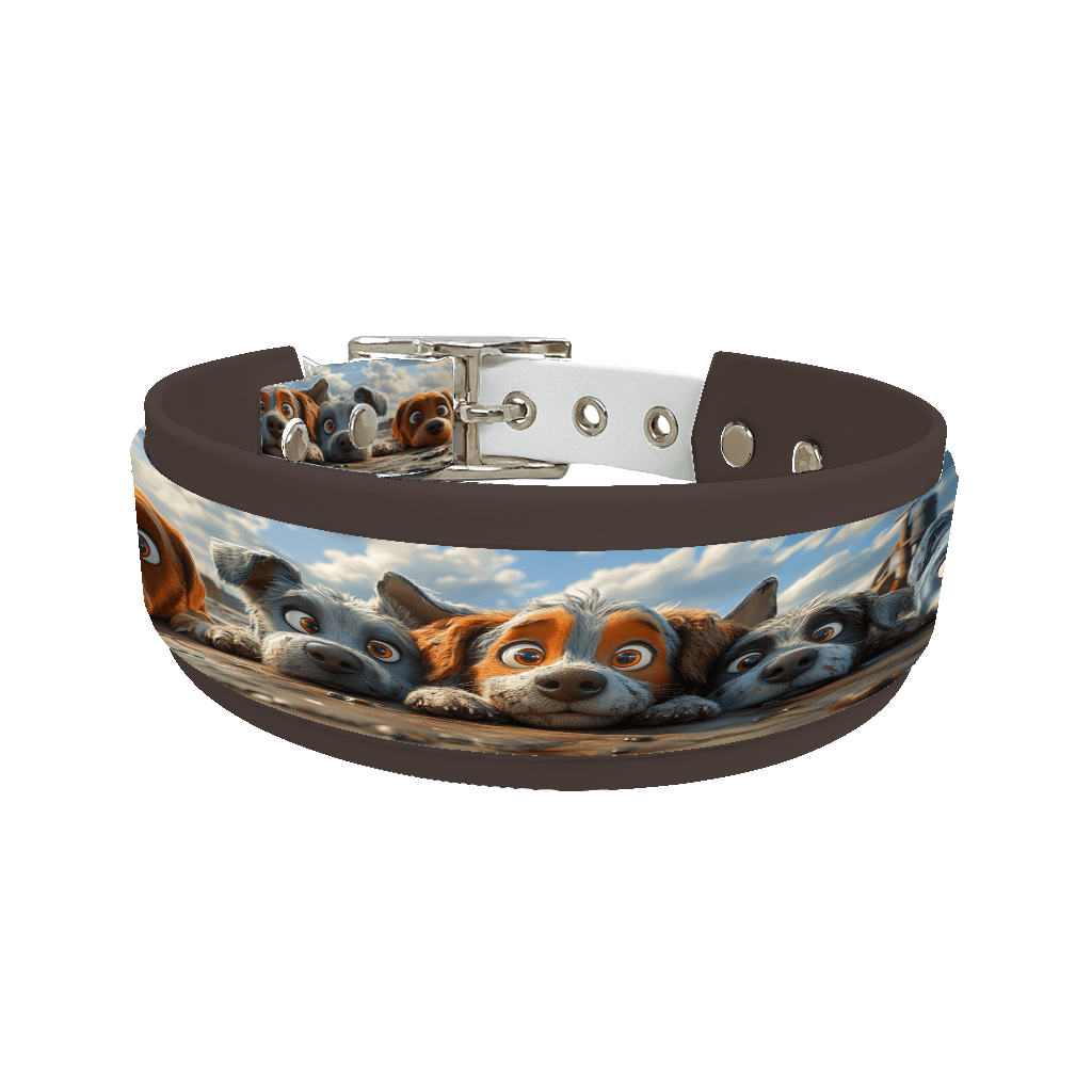 L'atelier du Fourmilier collier double 183 Collier double large pour chien en BioThane® imprimé – Collection chiens– 38/25 mm