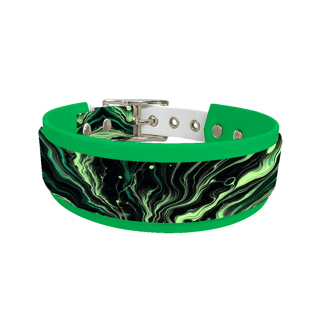 L'atelier du Fourmilier collier double 2 Collier double large pour chien en BioThane® imprimé – Collection abstrait – 38/25 mm