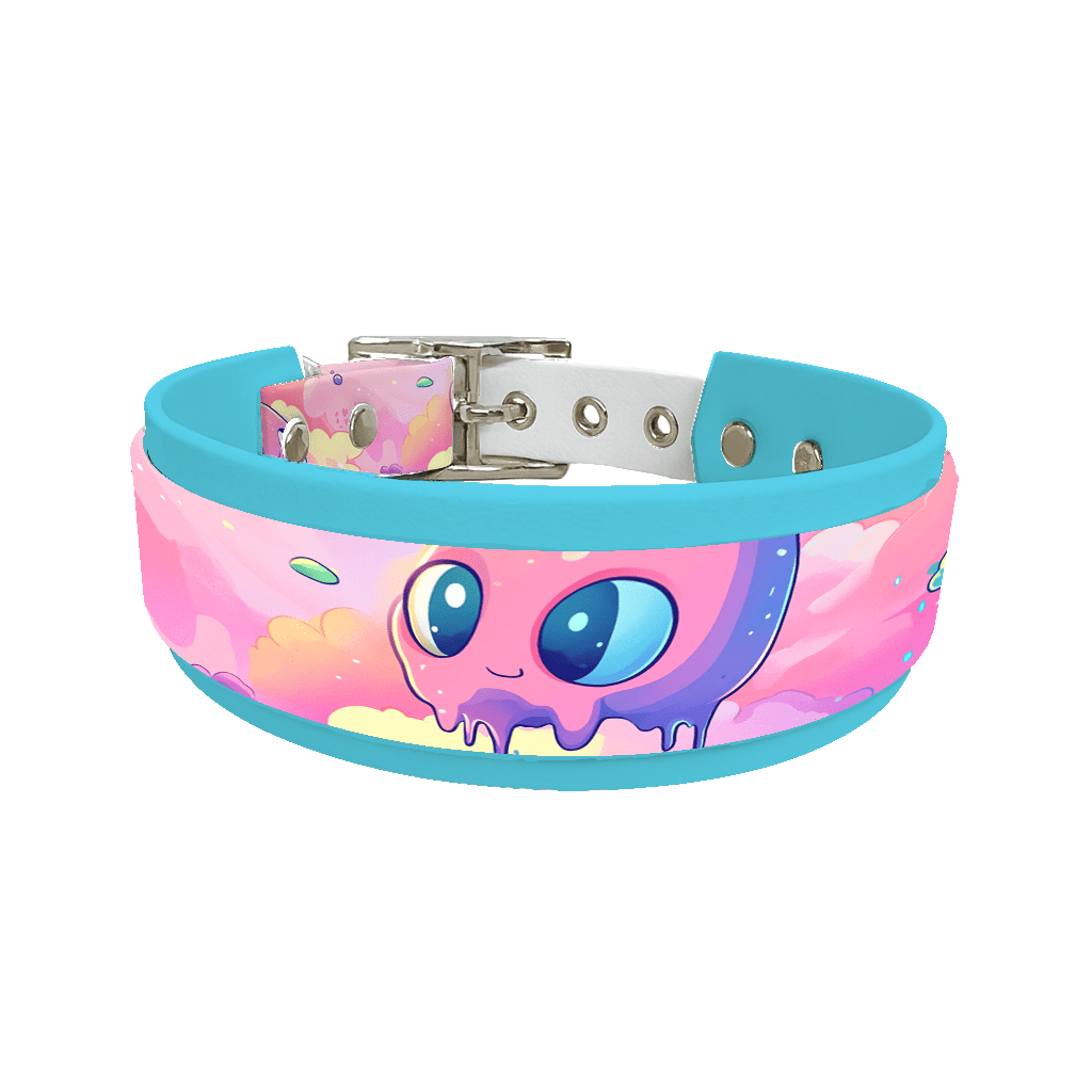 L'atelier du Fourmilier collier double 217 Collier double large pour chien en BioThane® imprimé – Collection monstres et créatures imaginaires– 38/25 mm