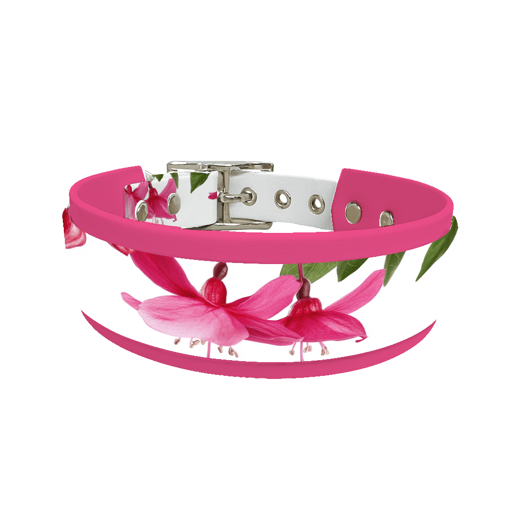 L'atelier du Fourmilier collier double 218 Collier double large pour chien en BioThane® imprimé – Collection plantes et fleurs – 38/25 mm