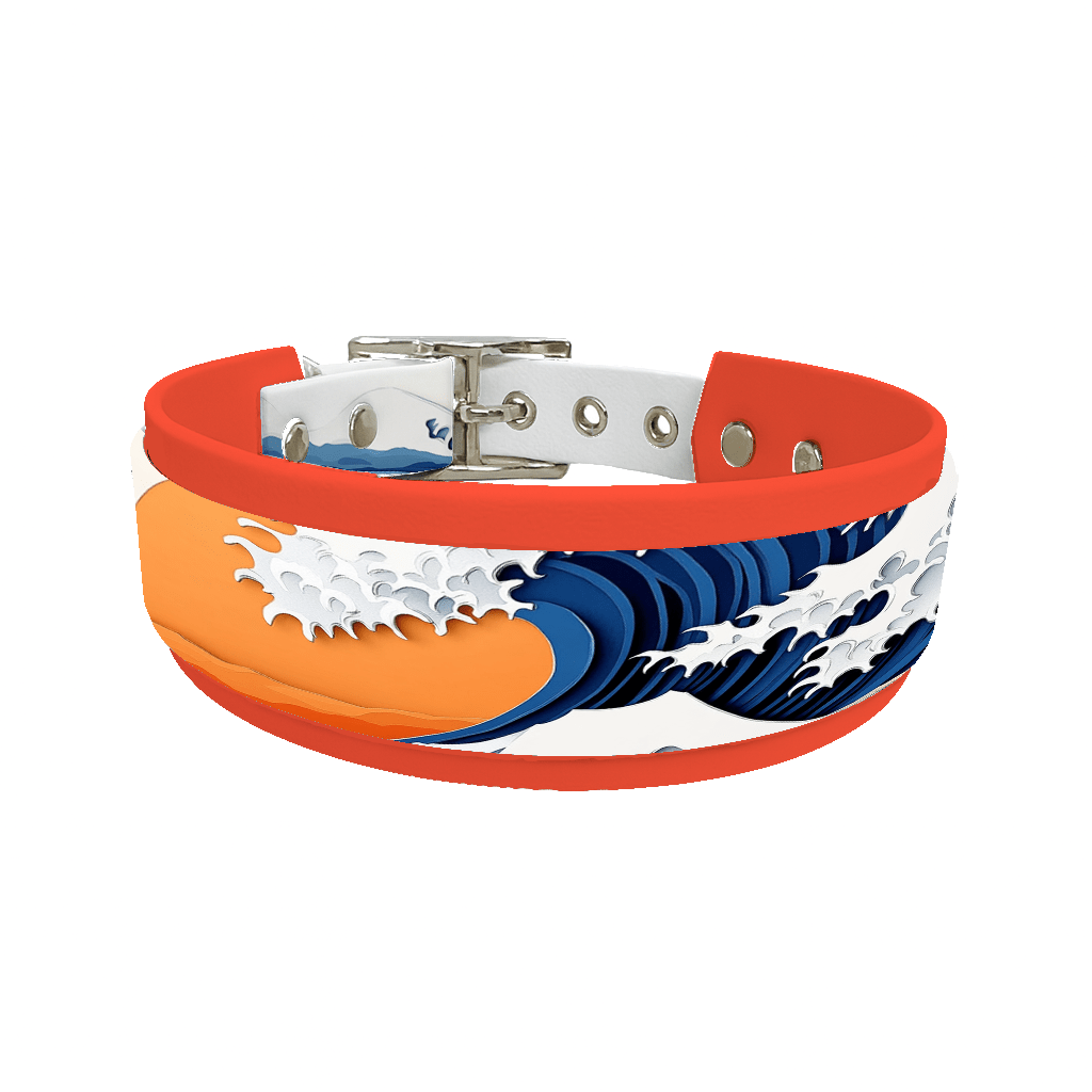 L'atelier du Fourmilier collier double 219 Collier double large pour chien en BioThane® imprimé – Collection paysage– 38/25 mm