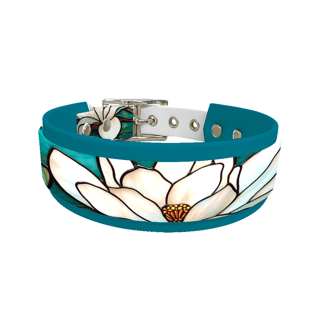 L'atelier du Fourmilier collier double 220 Collier double large pour chien en BioThane® imprimé – Collection plantes et fleurs – 38/25 mm