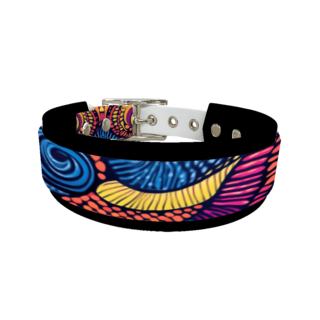 L'atelier du Fourmilier collier double 221 Collier double large pour chien en BioThane® imprimé – Collection abstrait – 38/25 mm