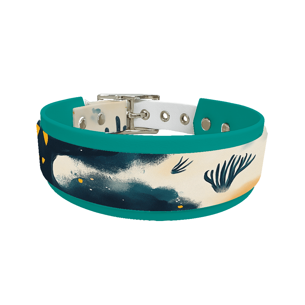 L'atelier du Fourmilier collier double 223 Collier double large pour chien en BioThane® imprimé – Collection paysage– 38/25 mm