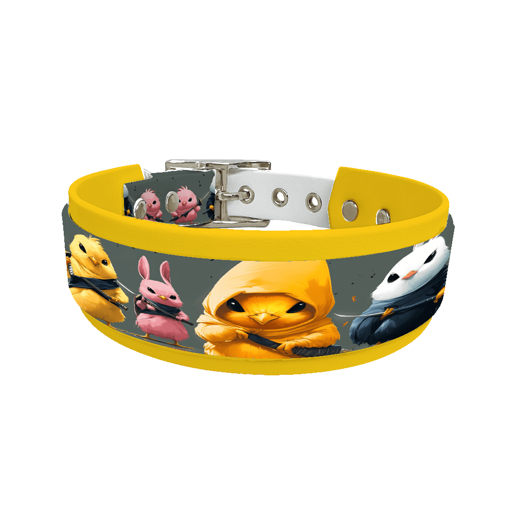 L'atelier du Fourmilier collier double 228 Collier double large pour chien en BioThane® imprimé – Collection animaux pop/kawaii – 38/25 mm