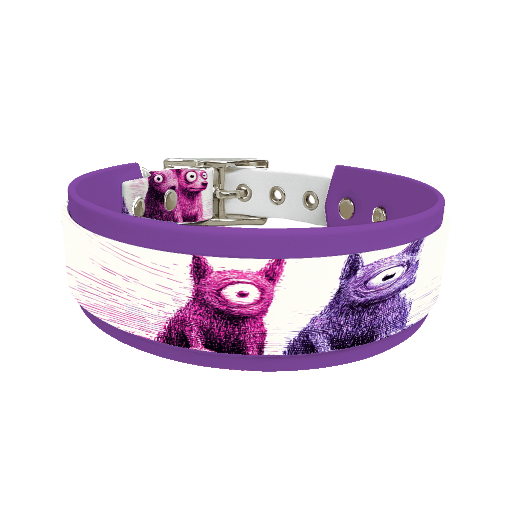 L'atelier du Fourmilier collier double 229 Collier double large pour chien en BioThane® imprimé – Collection chiens– 38/25 mm