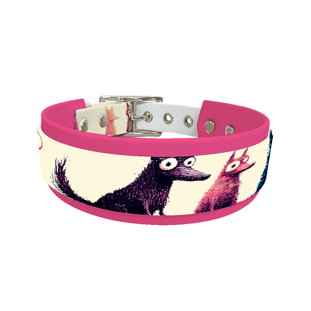 L'atelier du Fourmilier collier double 230 Collier double large pour chien en BioThane® imprimé – Collection chiens– 38/25 mm