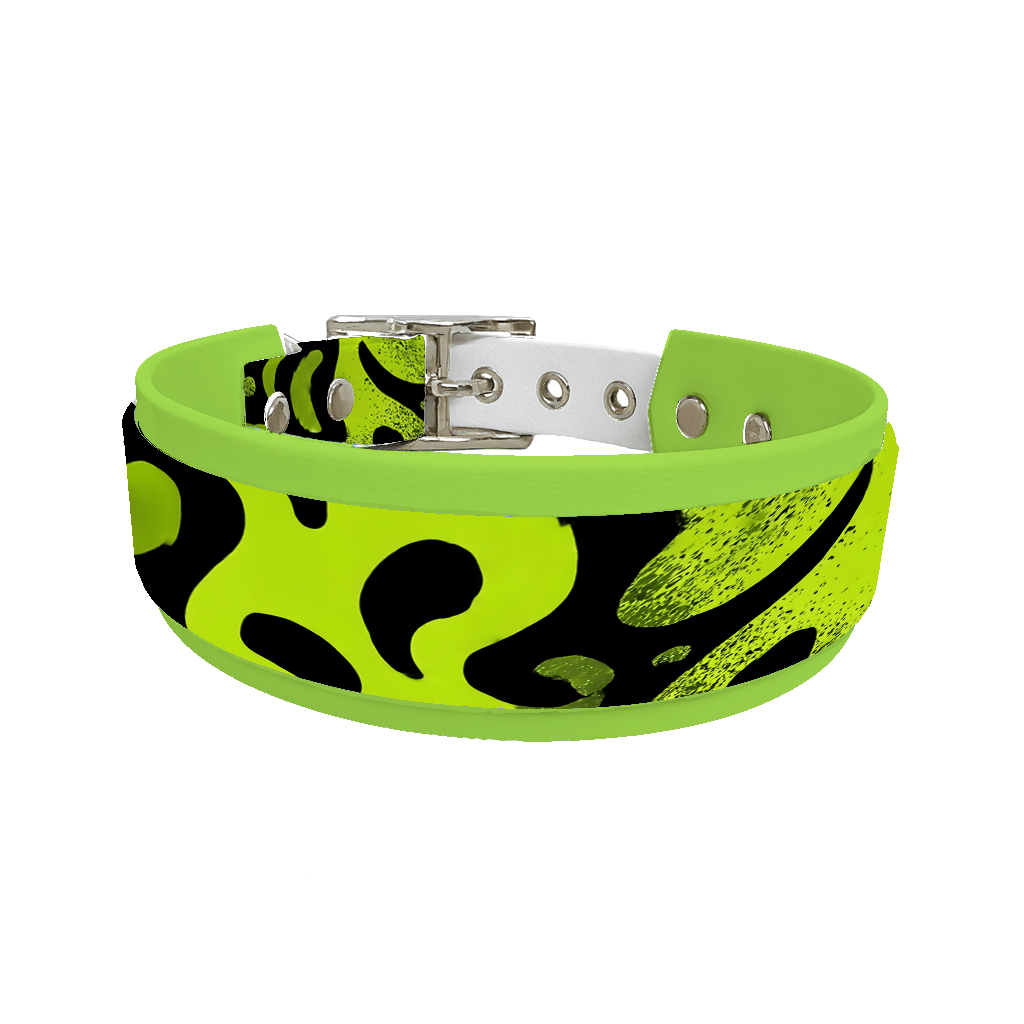 L'atelier du Fourmilier collier double 235 Collier double large pour chien en BioThane® imprimé – Collection abstrait – 38/25 mm