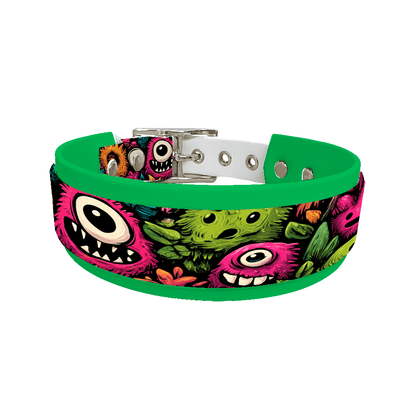 L'atelier du Fourmilier collier double 236 Collier double large pour chien en BioThane® imprimé – Collection monstres et créatures imaginaires– 38/25 mm