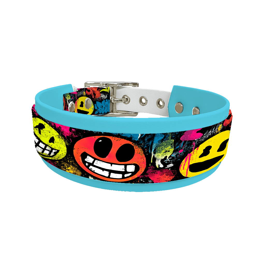 L'atelier du Fourmilier collier double 238 Collier double large pour chien en BioThane® imprimé – Collection pop art– 38/25 mm