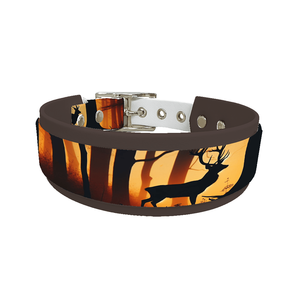 L'atelier du Fourmilier collier double 24 Collier double large pour chien en BioThane® imprimé – Collection animaux sauvages– 38/25 mm