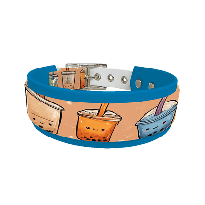 L'atelier du Fourmilier collier double 240 Collier double large pour chien en BioThane® imprimé – Collection gourmandise – 38/25 mm