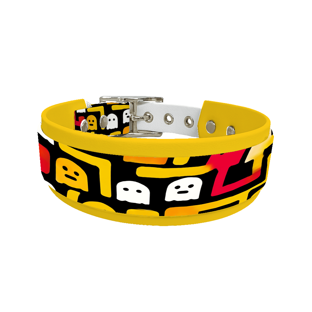 L'atelier du Fourmilier collier double 241 Collier double large pour chien en BioThane® imprimé – Collection pop art– 38/25 mm