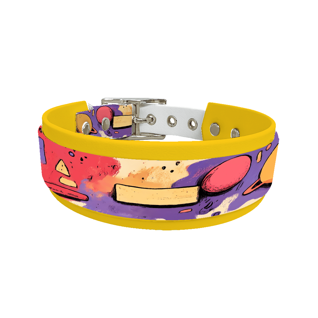 L'atelier du Fourmilier collier double 243 Collier double large pour chien en BioThane® imprimé – Collection abstrait – 38/25 mm