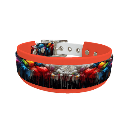 L'atelier du Fourmilier collier double 25 Collier double large pour chien en BioThane® imprimé – Collection abstrait – 38/25 mm