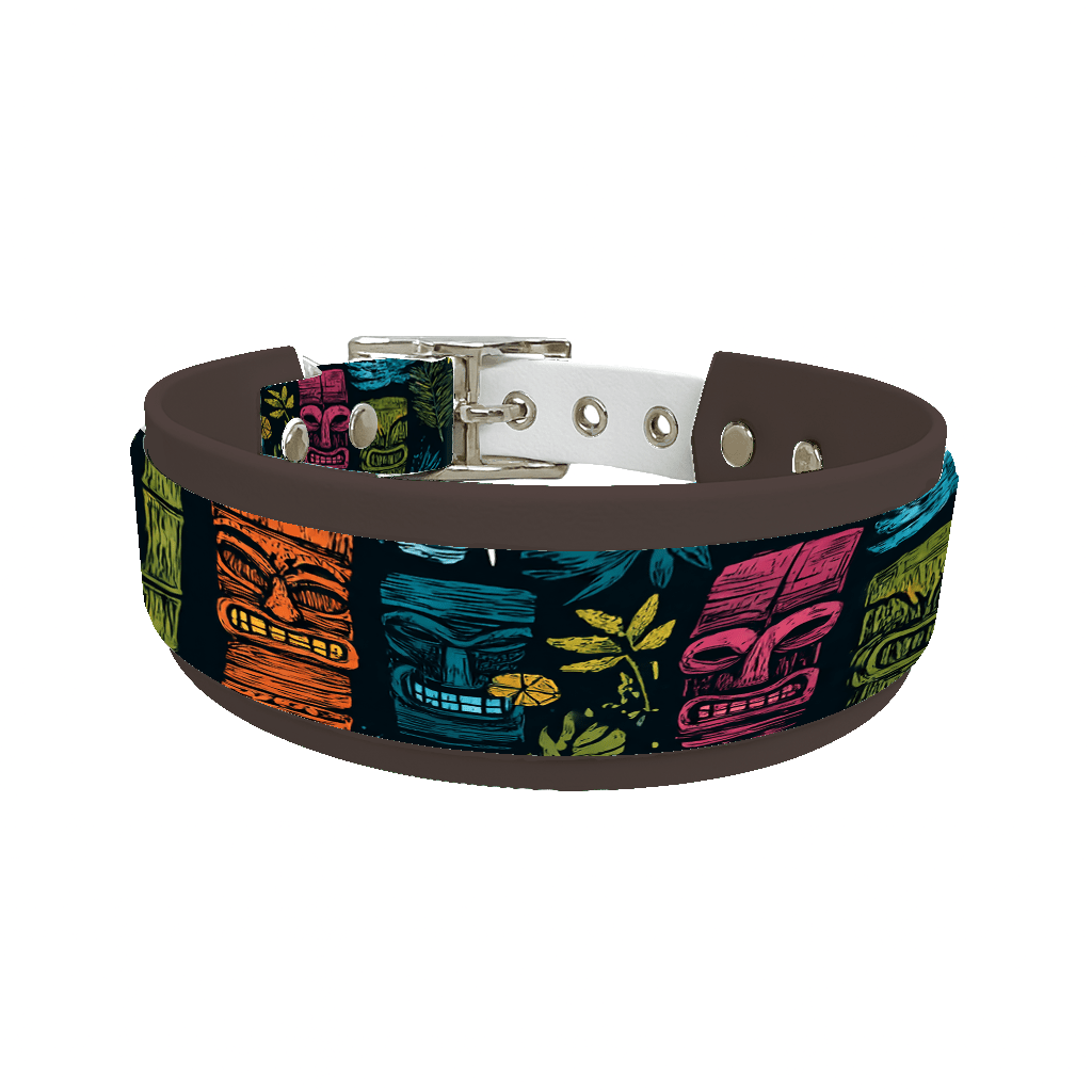 L'atelier du Fourmilier collier double 251 Collier double large pour chien en BioThane® imprimé – Collection Tribal – 38/25 mm