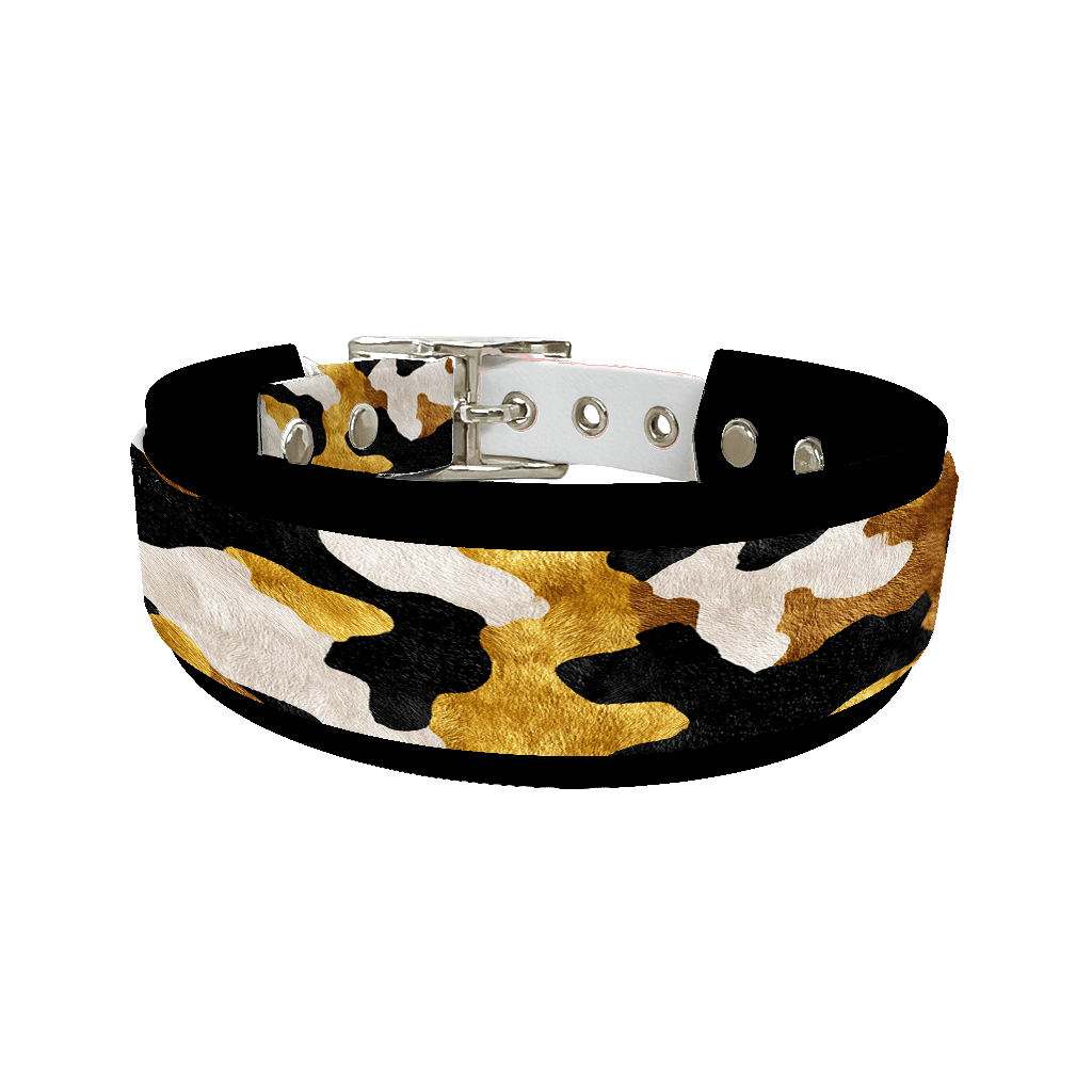 L'atelier du Fourmilier collier double 271 Collier double large pour chien en BioThane® imprimé – Collection fourrures et pelages – 38/25 mm