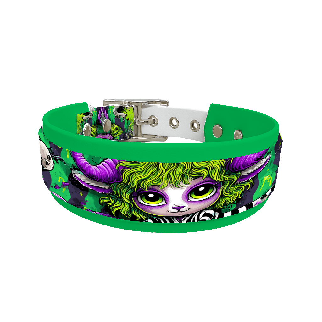 L'atelier du Fourmilier collier double 287 Collier double large pour chien en BioThane® imprimé – Collection Halloween– 38/25 mm