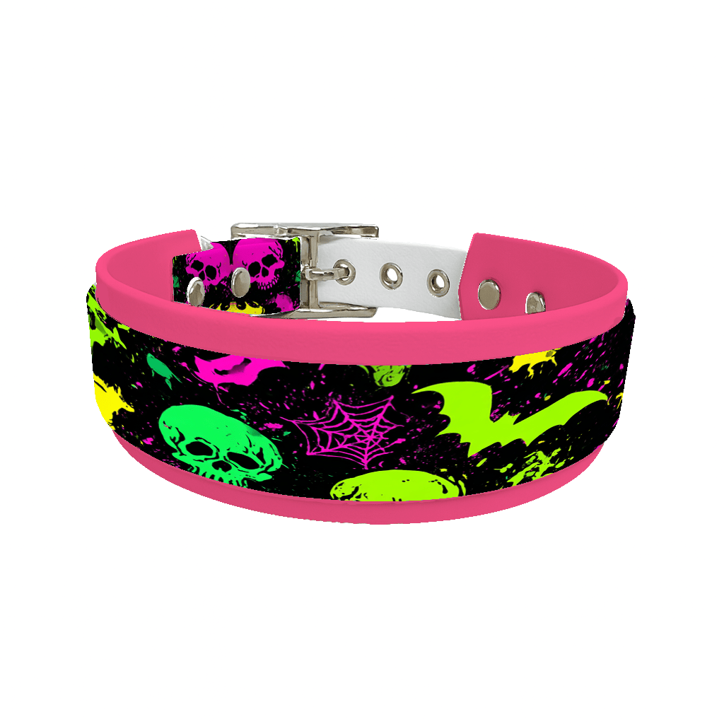 L'atelier du Fourmilier collier double 292 Collier double large pour chien en BioThane® imprimé – Collection Halloween– 25/19 mm