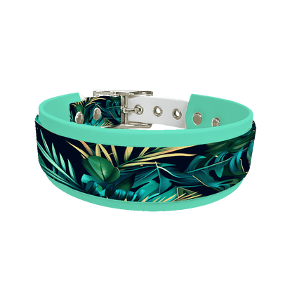 L'atelier du Fourmilier collier double 298 Collier double large pour chien en BioThane® imprimé – Collection plantes et fleurs – 38/25 mm