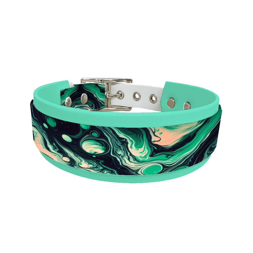 L'atelier du Fourmilier collier double 3 Collier double large pour chien en BioThane® imprimé – Collection abstrait – 38/25 mm