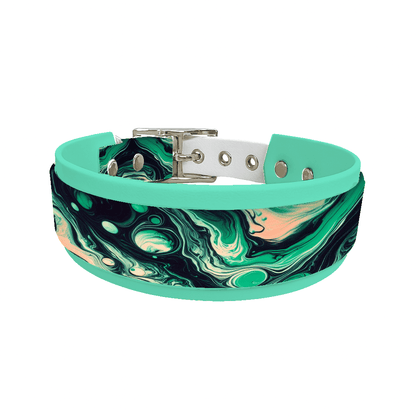 L'atelier du Fourmilier collier double 3 Collier double large pour chien en BioThane® imprimé – Collection abstrait – 38/25 mm